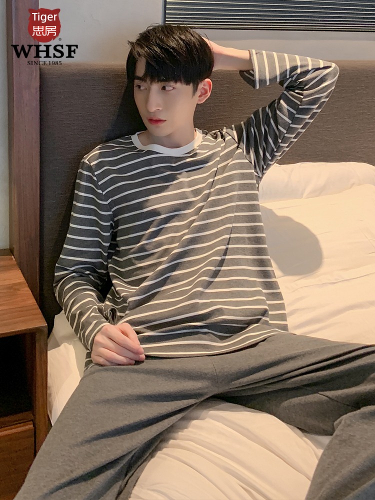 man Long sleeve Cotton stripe leisure time leisure wear pajamas