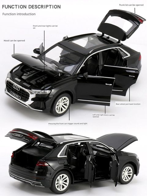 1 24 Audi Q8 car model big off-road vehicle SUV simulation alloy children's toy car boy ornaments collection