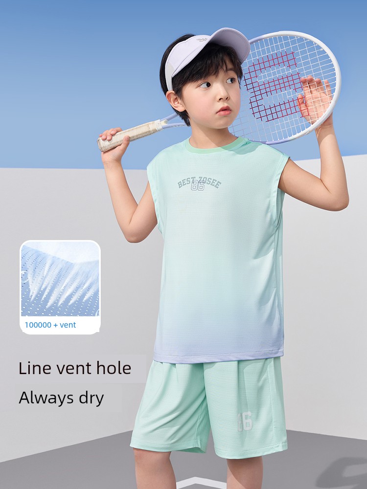 Zuoxi Children's Clothing Boys' Quick-Dry Set Children's Sports Vest and Shorts Two-Piece Mesh Summer Outfit 2026 New Trendy Style — 2