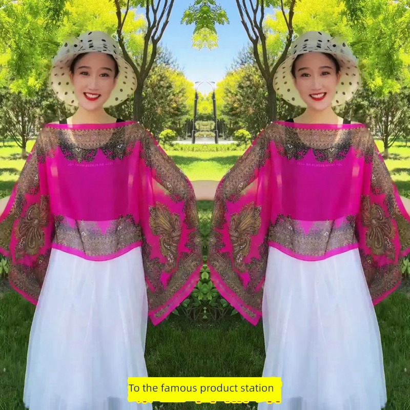 summer fashion female Sunscreen Shawl Mom's money Silk scarf