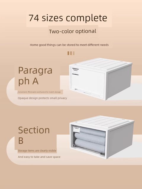 Storage box Household drawer type finishing box Storage wardrobe storage layered artifact Extra large transparent clothes storage box