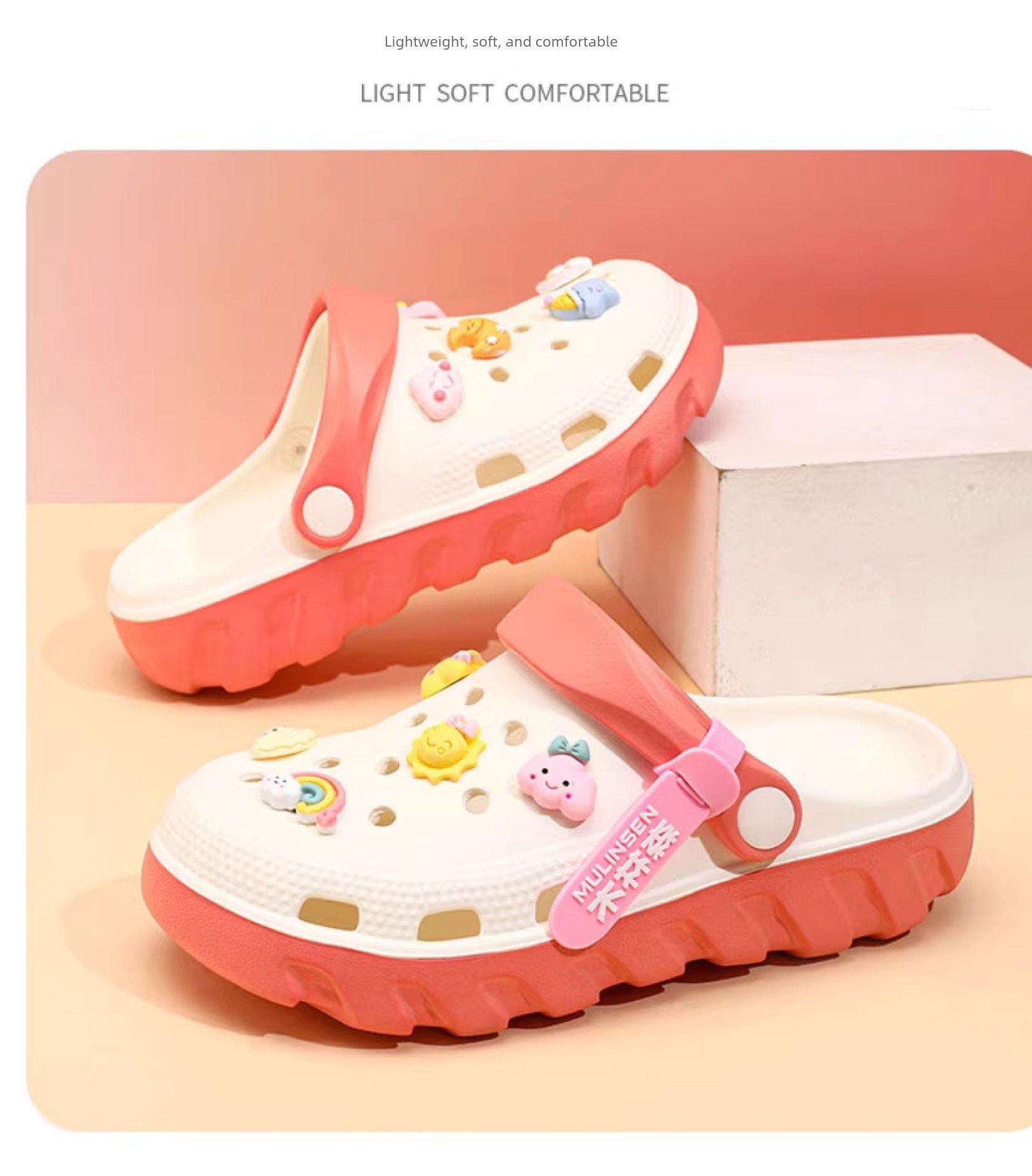 Mlskms-Vautid Girl Hole Shoes New Arrival Outdoor Non-Slip Kids Slippers Cherry Blossom Sandals Baby Girl Beach Shoes — 32