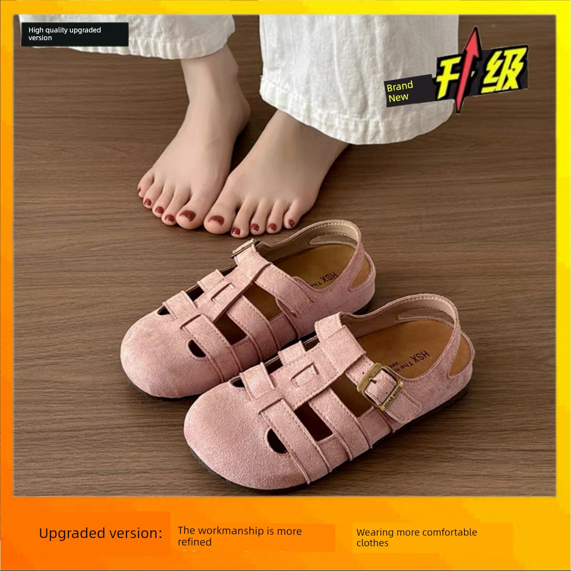 Girls' Birkenstock Sandals 2026 Summer New Retro Forest Style Closed-Toe Roman Shoes Children's Woven Hollow Breathable Sandals — 1
