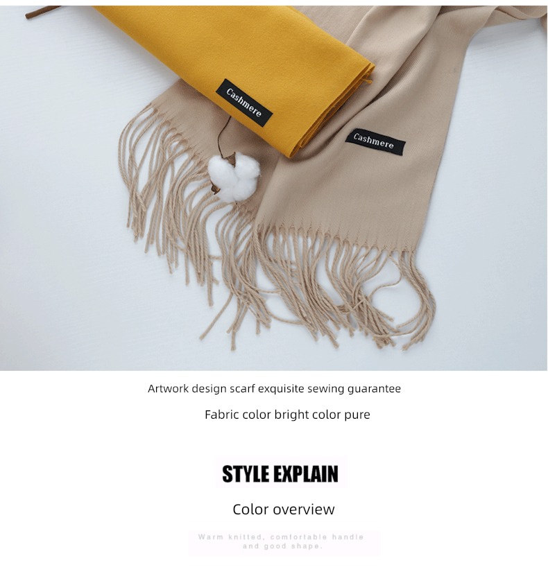 female Autumn and winter Stylish and versatile thickening tassels scarf
