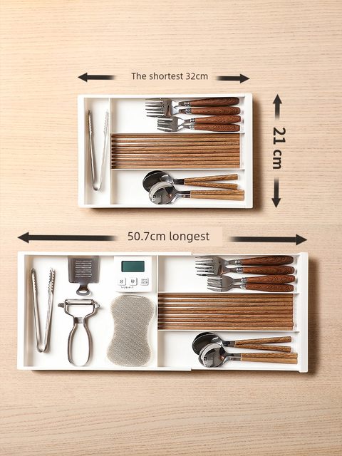 Drawer partition retractable storage box multi-functional kitchen built-in partition tableware chopsticks spoon sorting storage box