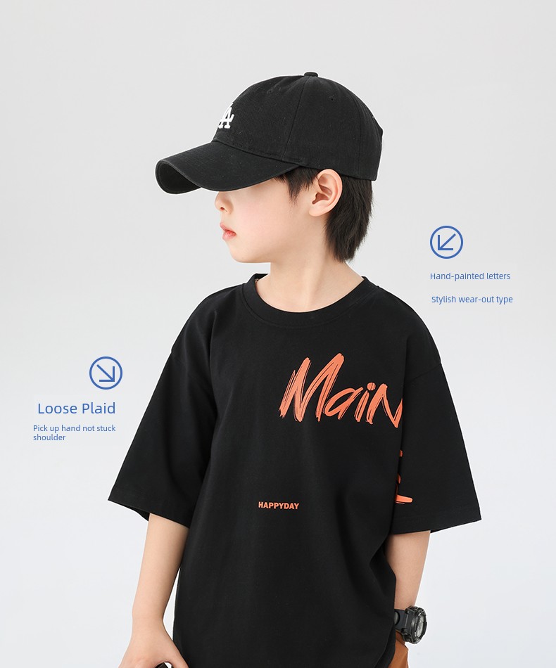 Left West Short Sleeve Cool Boy Cool Handsome Children's Summer Clothing — 14