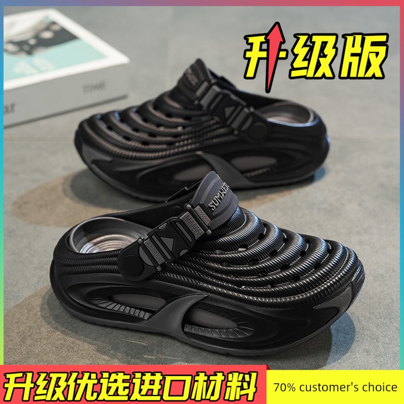 Children's Croc Shoes Boys' Two-Way Sandals 2026 New Summer Soft Sole Non-Slip Beach Slippers for Boys and Older Kids — 8