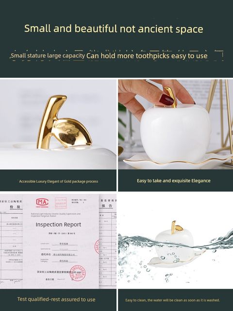Personalized golden bone tracing porcelain toothpick barrel toothpick barrel home fashion toothpick box bucket floss storage box apple toothpick jar