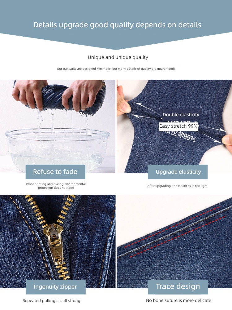 Self-cultivation Little feet Autumn and winter High waist pencil Plush Jeans