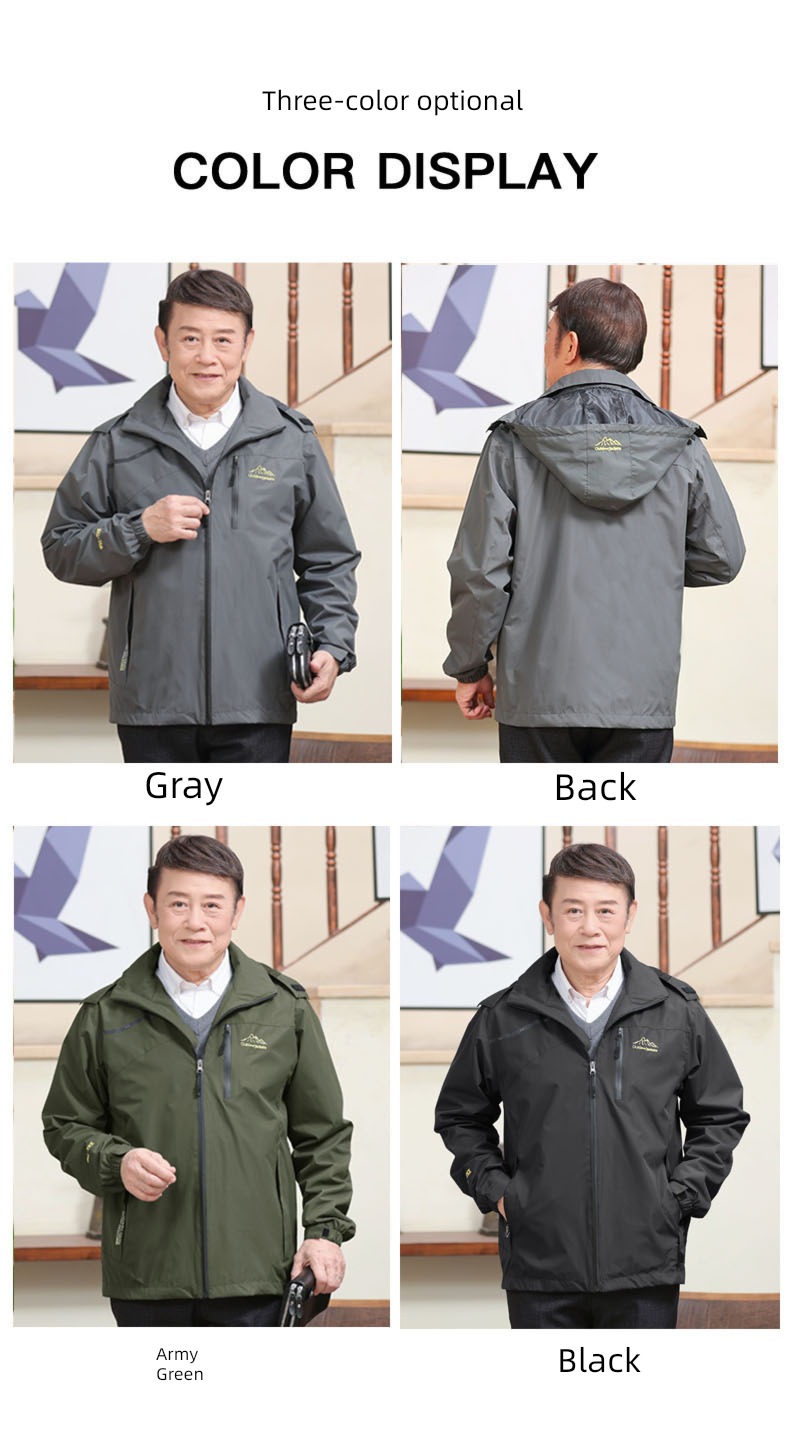 Middle aged and elderly spring and autumn Hooded man Windbreak ventilation loose coat