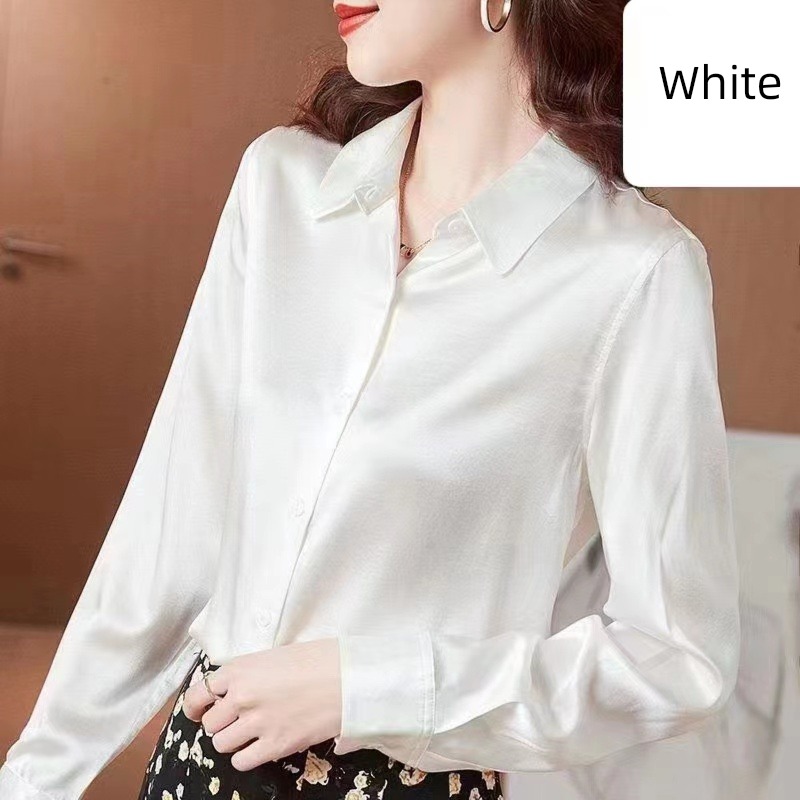 female summer Long sleeve Light luxury jacket Silk satin shirt