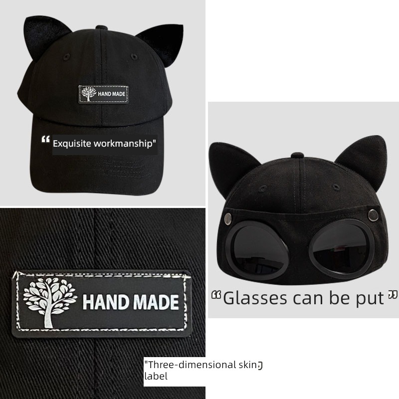 lovely belt Cat ears female Spring and summer Sunglasses student Hat
