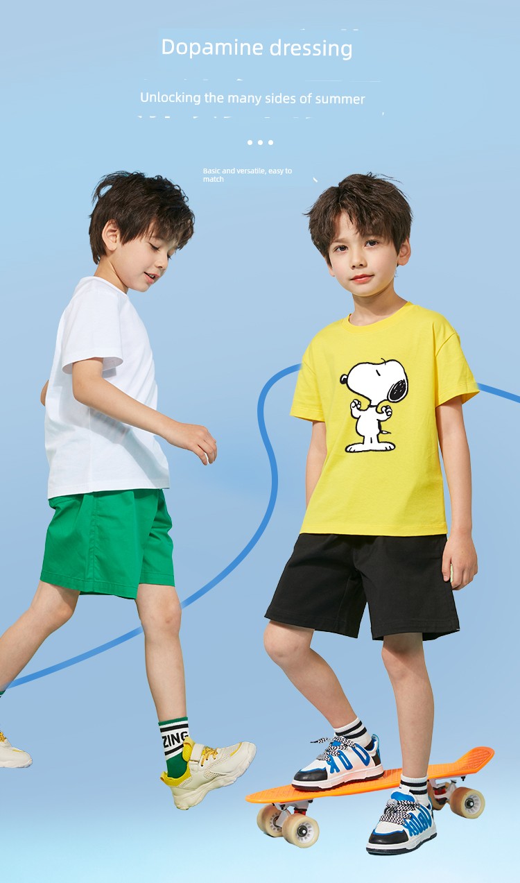 Snoopy Boys' Outfit Summer 2026 New Boys' Ice Silk Anti-Mosquito Pants Summer Short-Sleeve T-Shirt Children's Sportswear — 13