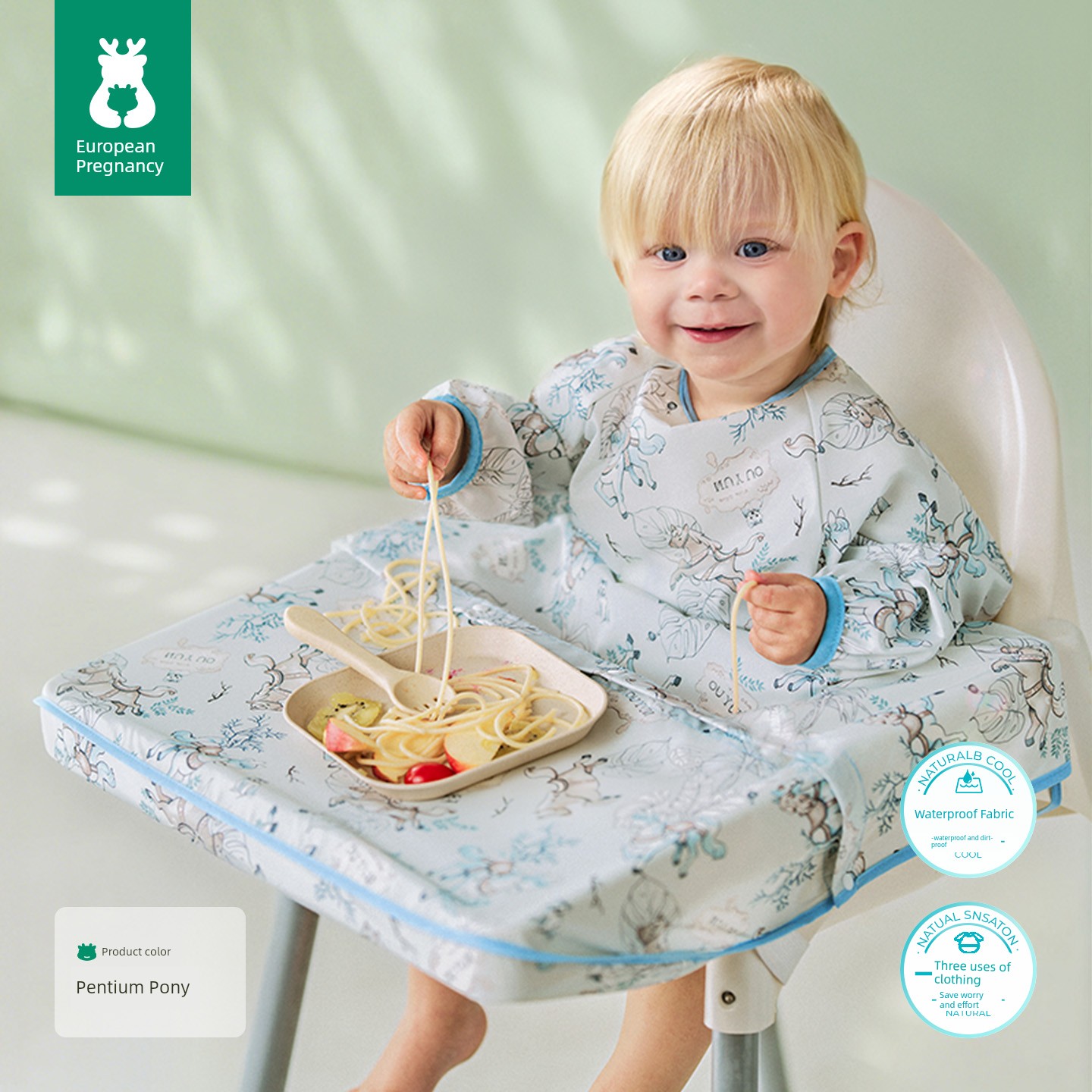 European-Style All-In-One Dining Chair Cover, Baby Feeding Bib, Infant Food Bib, Waterproof and Stain-Resistant Children's Apron — 8