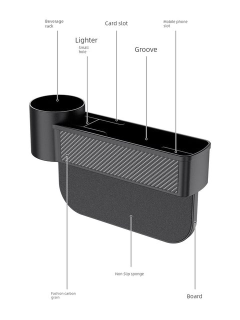 Carbon fiber car seat clip storage box car interior decoration supplies car storage bag seat gap storage box