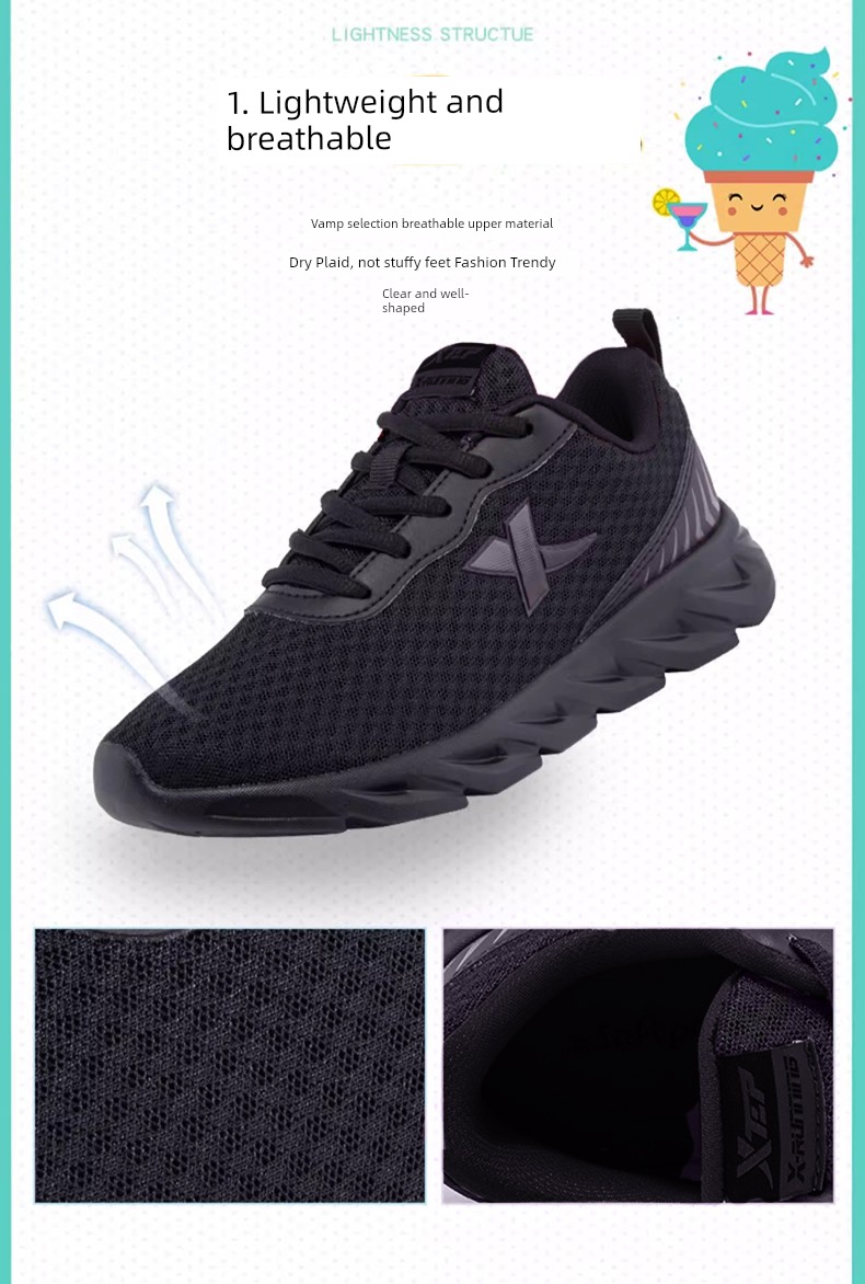Tebu Black Autumn Mesh Breathable Kids Sneaker — 4