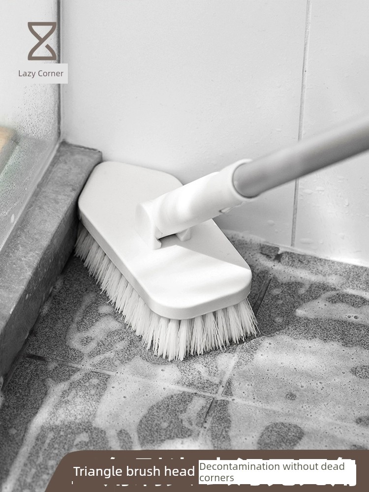 角落浴室長柄瓷磚地板灰色白色刷頭可替換清潔刷