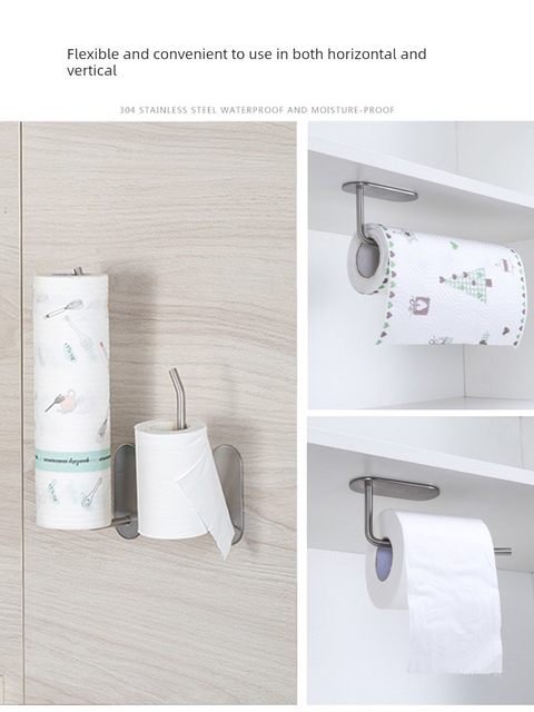 Kitchen tissue rack without punching cabinet roll paper rack storage rack for kitchen tissue plastic wrap rag storage rack