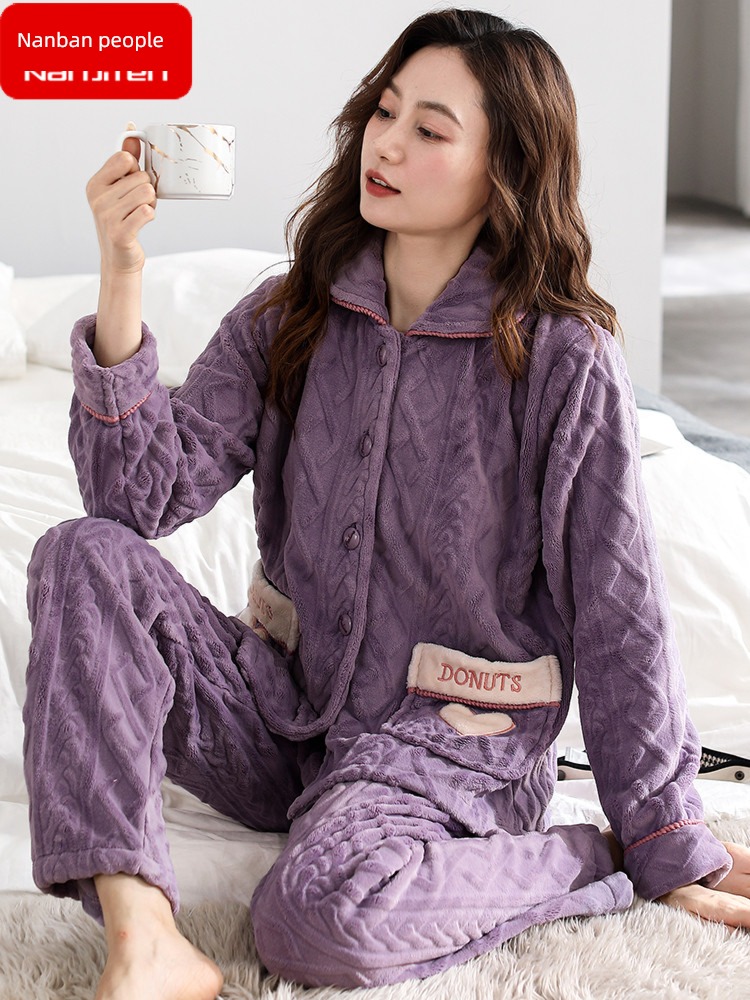 thickening female Flannel Winter money Big size leisure wear pajamas