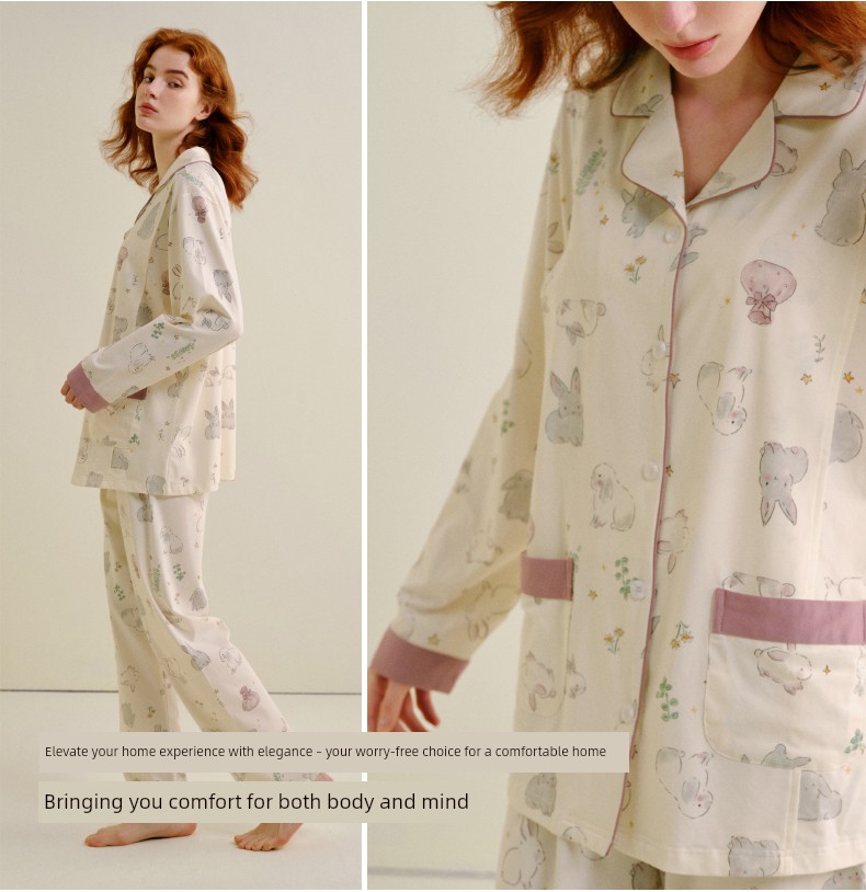 Sohiwoo Postpartum Clothing Autumn and Winter Style Pure Cotton Sweat-Absorbent Pajamas for Pregnant Women Special Postpartum Nursing Home Clothes — 17
