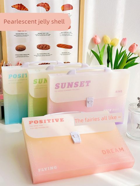 Class 2, A4 organ bag folder, multi-layer papers, file bag, data test paper storage bag book, elementary school student artifact hand box, large capacity classification clip, high school student sorting test paper