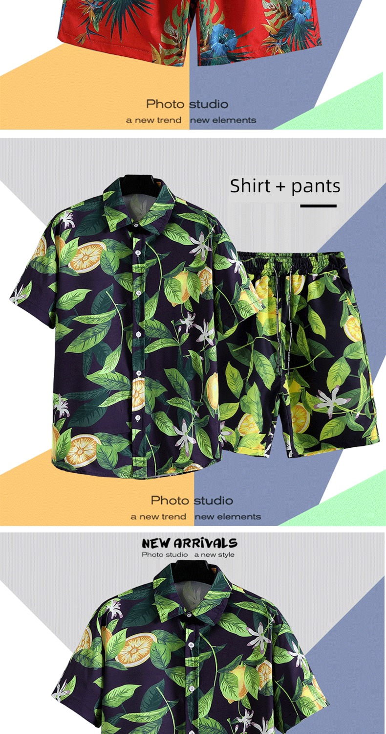 tide suit Hawaii on vacation seaside sandy beach Short sleeve