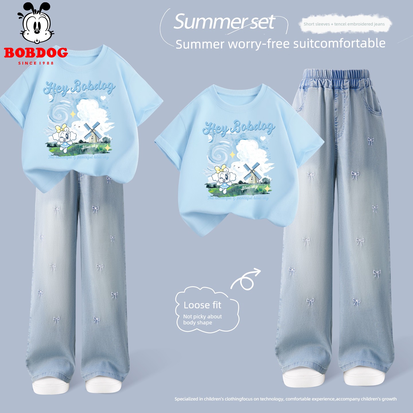 Babudou Girls' Pants Children's Summer Thin Style 2026 New Girls' Tencel Wide-Leg Jeans for Big Kids Summer — 5
