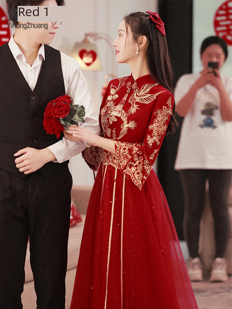 Chinese style cheongsam winter have more cash than can be accounted for pregnant woman be engaged Toast suit