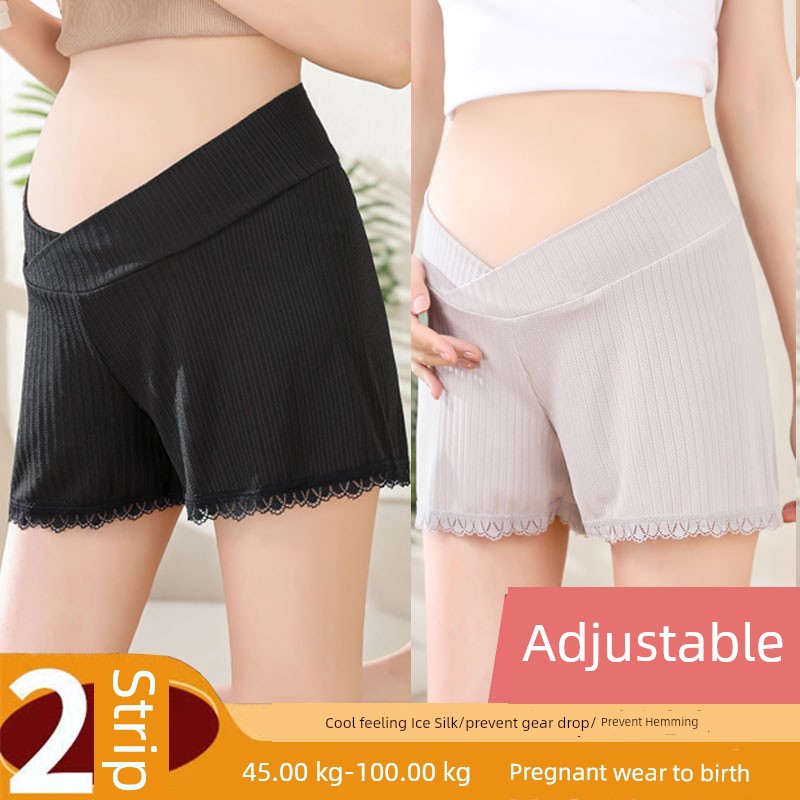 Ice Silk Shorts Fashion Tape Loose Low Waist Summer Clothes for Pregnant Women — 5
