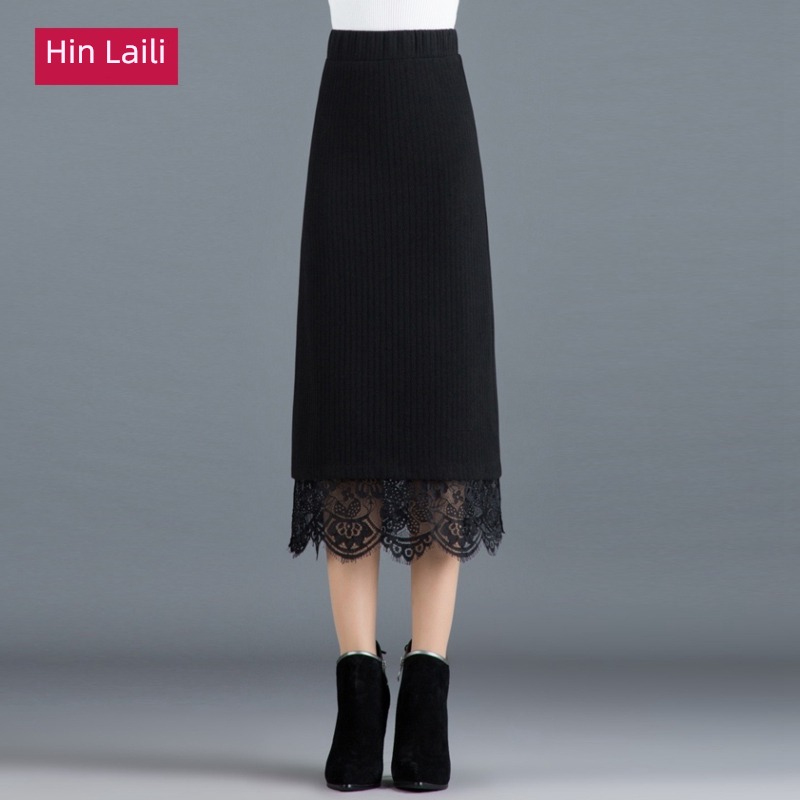 knitting skirt Medium and long term Show thin Straight cylinder Lace