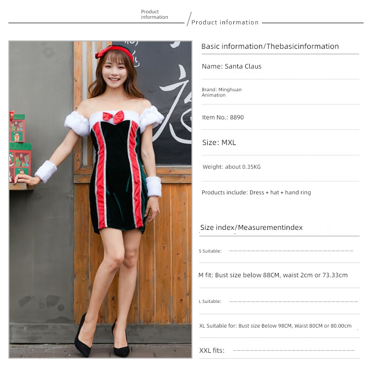 Christmas clothing adult ma'am Clothes & Accessories Christmas Dress festival party Dress up Santa Claus suit Stage outfit