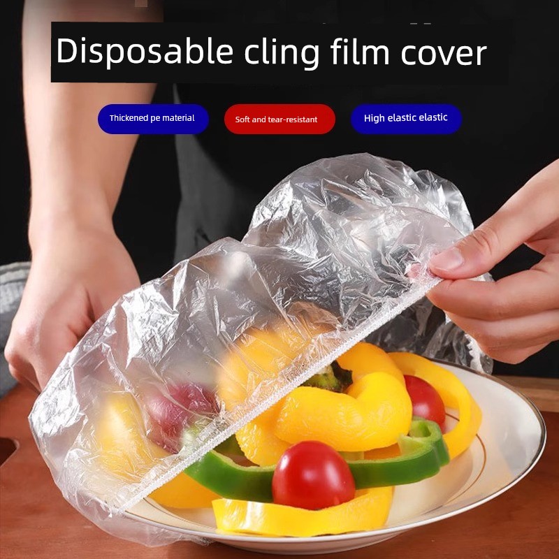 Disposable Plastic Wrap Covers, Food-Grade Household Fresh-Keeping Bags with Elastic Opening, Shower Cap-Style Bowl Covers for Leftovers