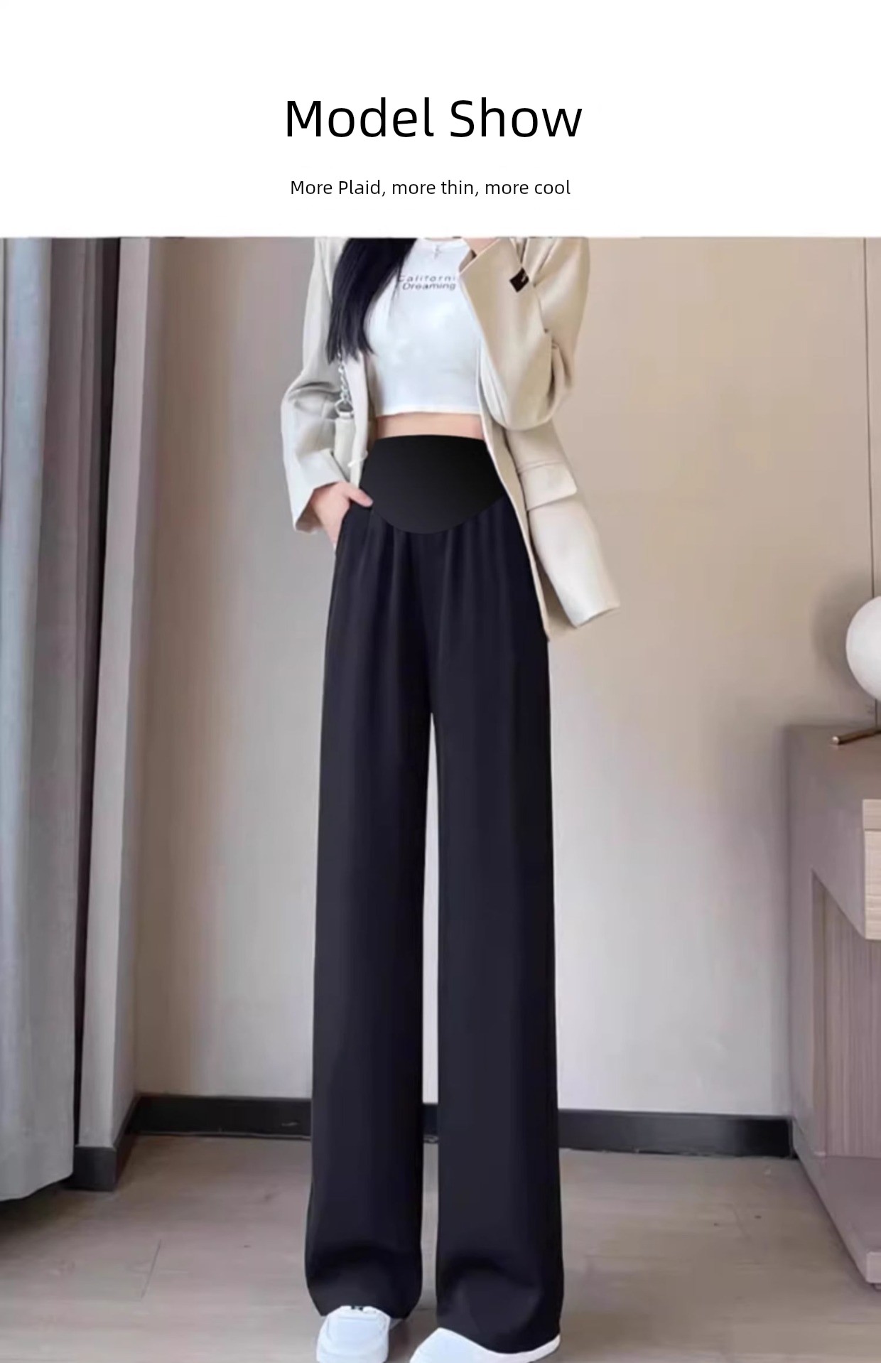 Jq Jingqi Maternity Pants for Autumn 2026, New Style Wide-Leg Suit Pants, Non-Tightening on the Belly during Pregnancy, Autumn and Winter Maternity Wear — 16