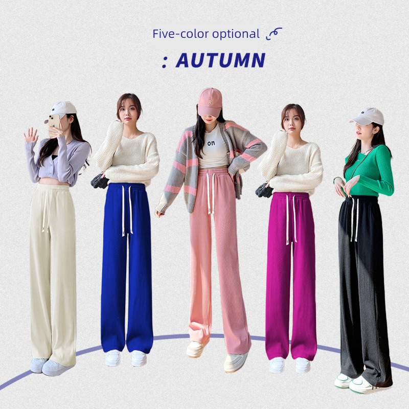 2022 Versatile Autumn and winter new pattern chenille  corduroy Wide leg pants female Show thin Casual pants Sagging sensation Straight pants Plush