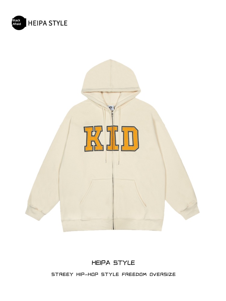men and women Guochao brand Retro Europe and America Cardigan Hooded Sweater