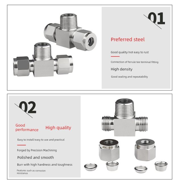 304/316 stainless steel clamp tee terminal external thread clamp tee stainless steel clamp terminal side thread