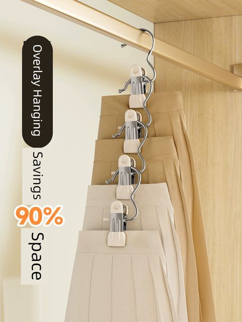Pants clips household traceless stainless steel multi-functional hook skirt pants storage artifact single clip hanger