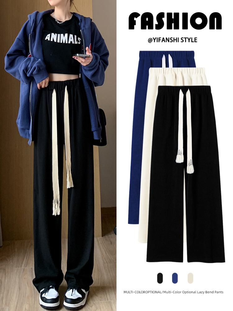 female Autumn and winter High waist Plush little chap Sports pants Drawstring