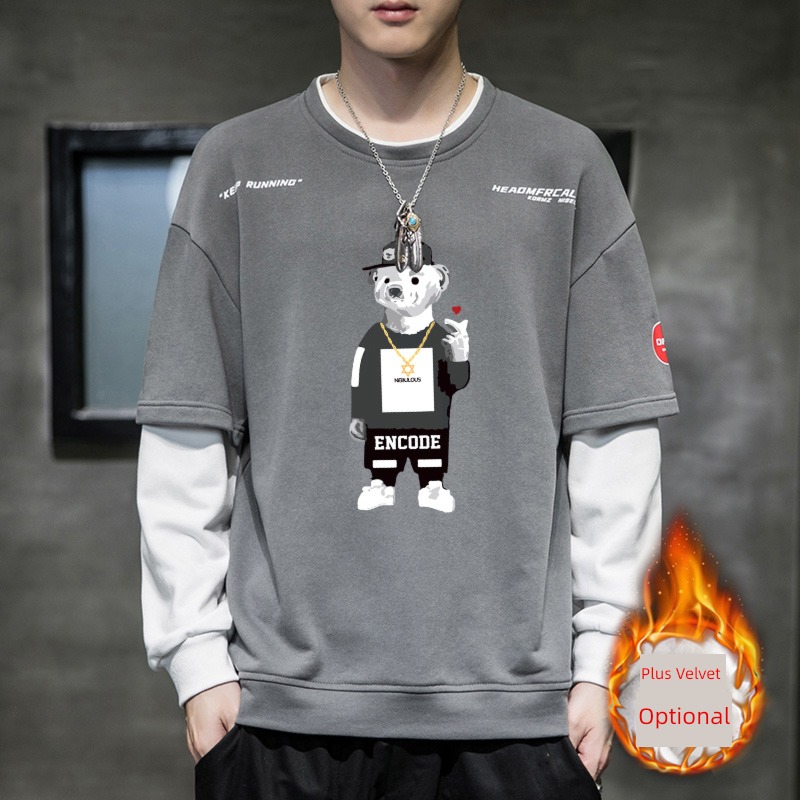 Spring and Autumn Fake two trend Thin money Round neck Sweater