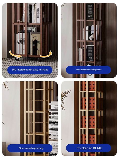 Rotating bookshelf Home living room movable multi-layer storage shelf Non-solid wood space-saving storage artifact Simple bookcase