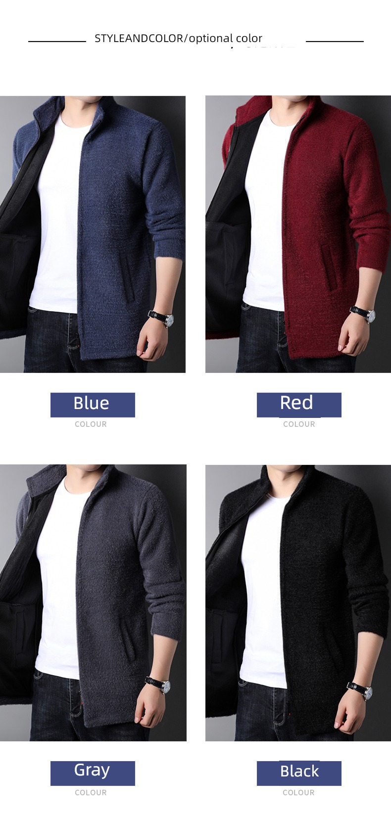 NGGGN Medium and long term Imitation mink hair stand collar man Sweater