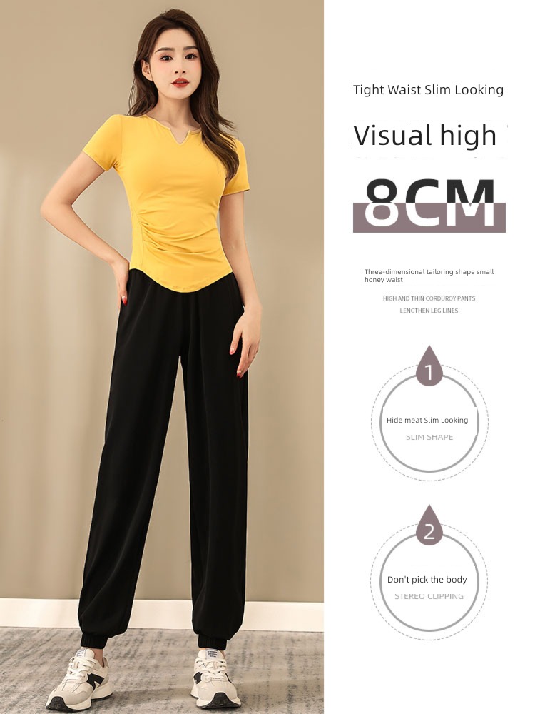Spring and summer High waist Sagging sensation Tie one's feet Quick drying Yoga clothes