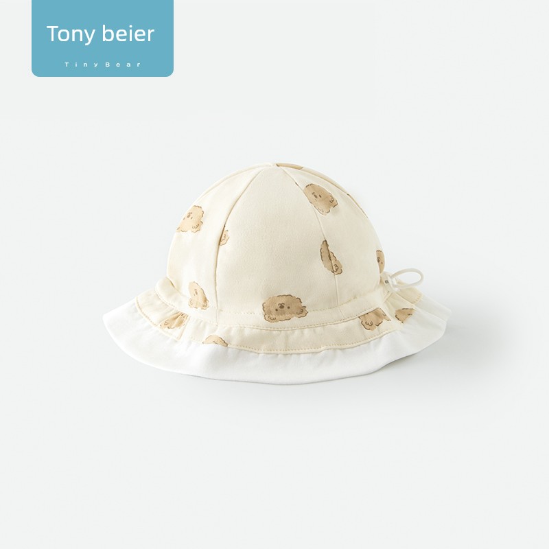 Tony Bear Baby Hat Summer Thin Style Pure Cotton Sun Protection Adjustable 0-3-6 Months Spring and Autumn Baby Sun Hat — 4