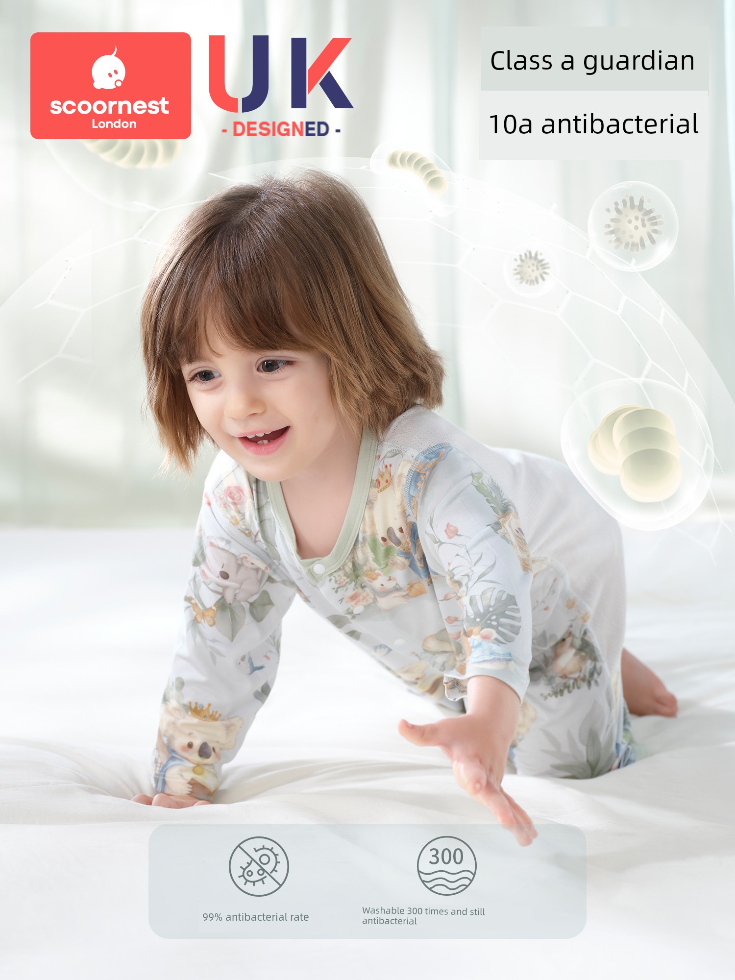 Kechao One-Piece Baby Pajamas Spring and Summer Modal Breathable Girls' Sleeping Bag Baby New Long-Sleeved Home Clothes
