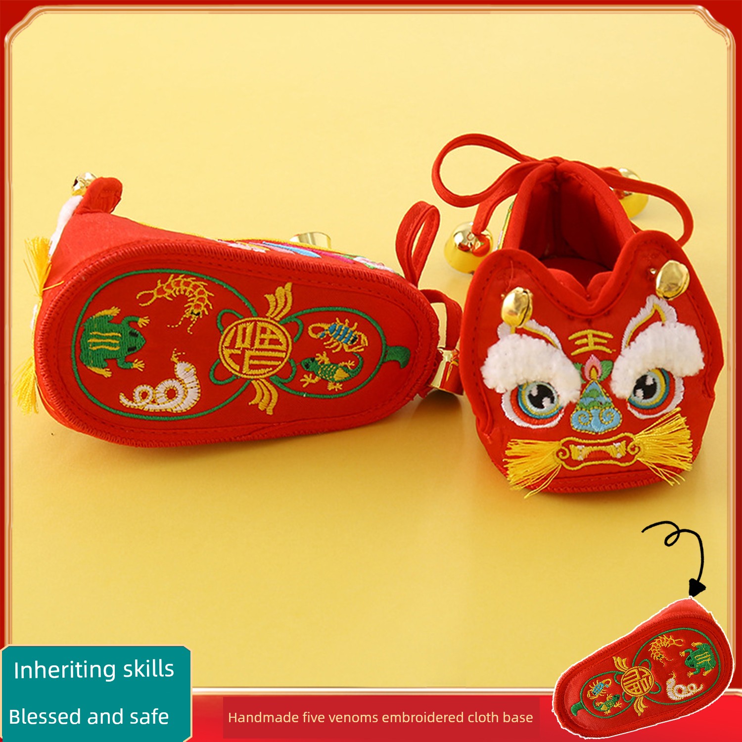 Baby Tiger Head Shoes for Boys and Girls Aged 0-1 Year, Handmade Cloth Shoes with Tiger Head Design, Traditional Chinese Style, Suitable for the 100-Day — 2