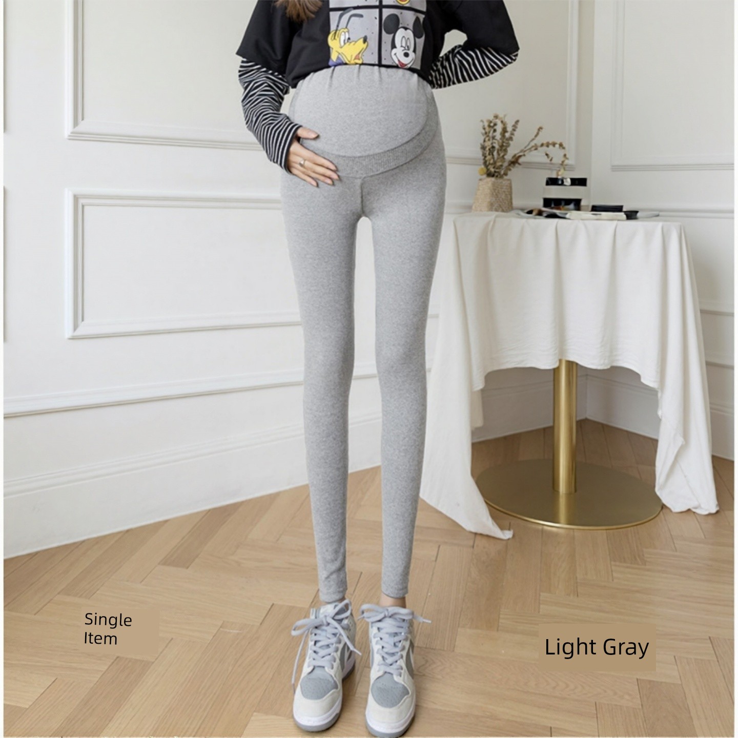 Maternity Pants for Autumn, Thin Fleece, Outerwear, Belly Support Pants, Trendy Mom Style, Non-Tightening on the Belly during Pregnancy, Winter — 4