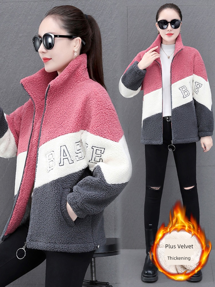 Plush ma'am Autumn and winter Sweater thickening Cotton lamb