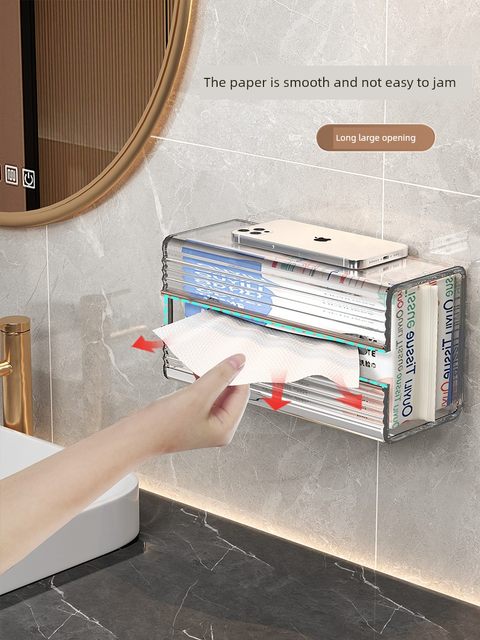 Jiabangshou creative cardboard box wall-mounted facial tissue washing towel storage box kitchen upside-mounted roll paper box