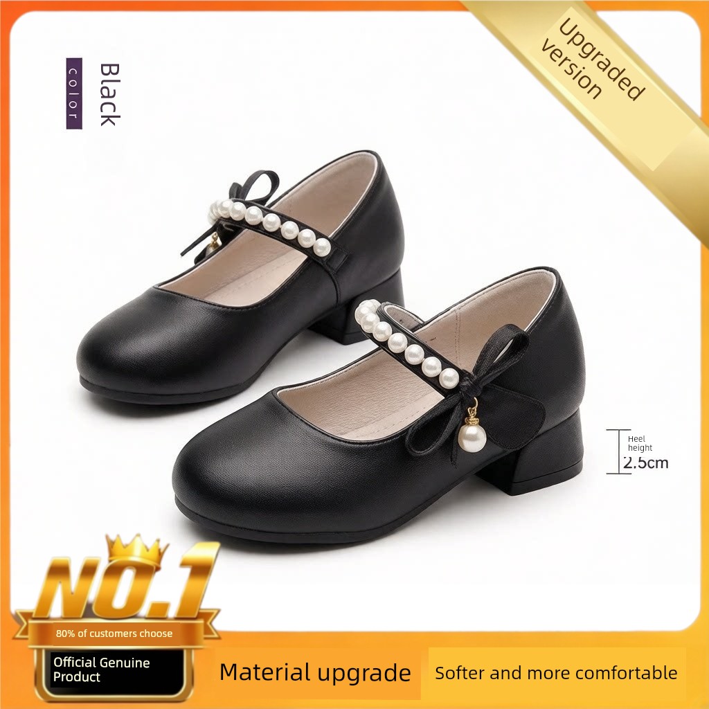 Princess Shoes for Girls with Small High Heels to Match Dresses 2026 New Soft-Soled Summer White Soft Shoes for Little Girls Summer Leather Shoes — 1