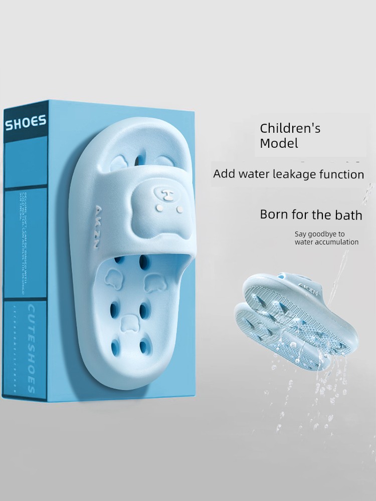 Children's Hollow-Out Water-Draining Slippers, Kids' All-Season Indoor Bathroom Non-Slip Eva Sandals for Boys and Girls